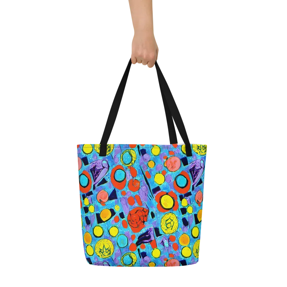 Cyan Carnival on Large Tote Bag W/ Pocket — Front