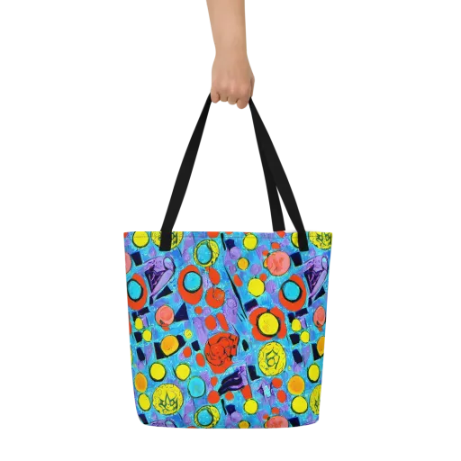 Cyan Carnival on a Large Tote Bag W/ Pocket
