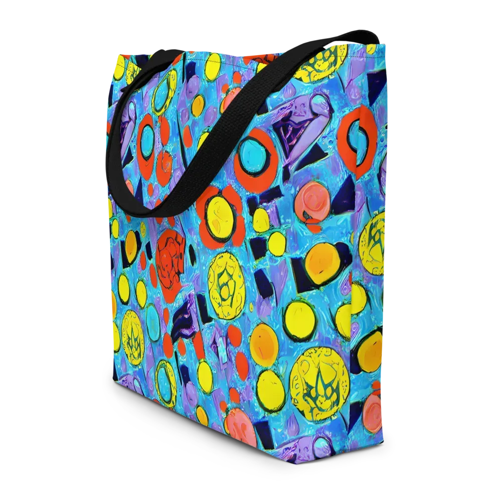Cyan Carnival on Large Tote Bag W/ Pocket — Front