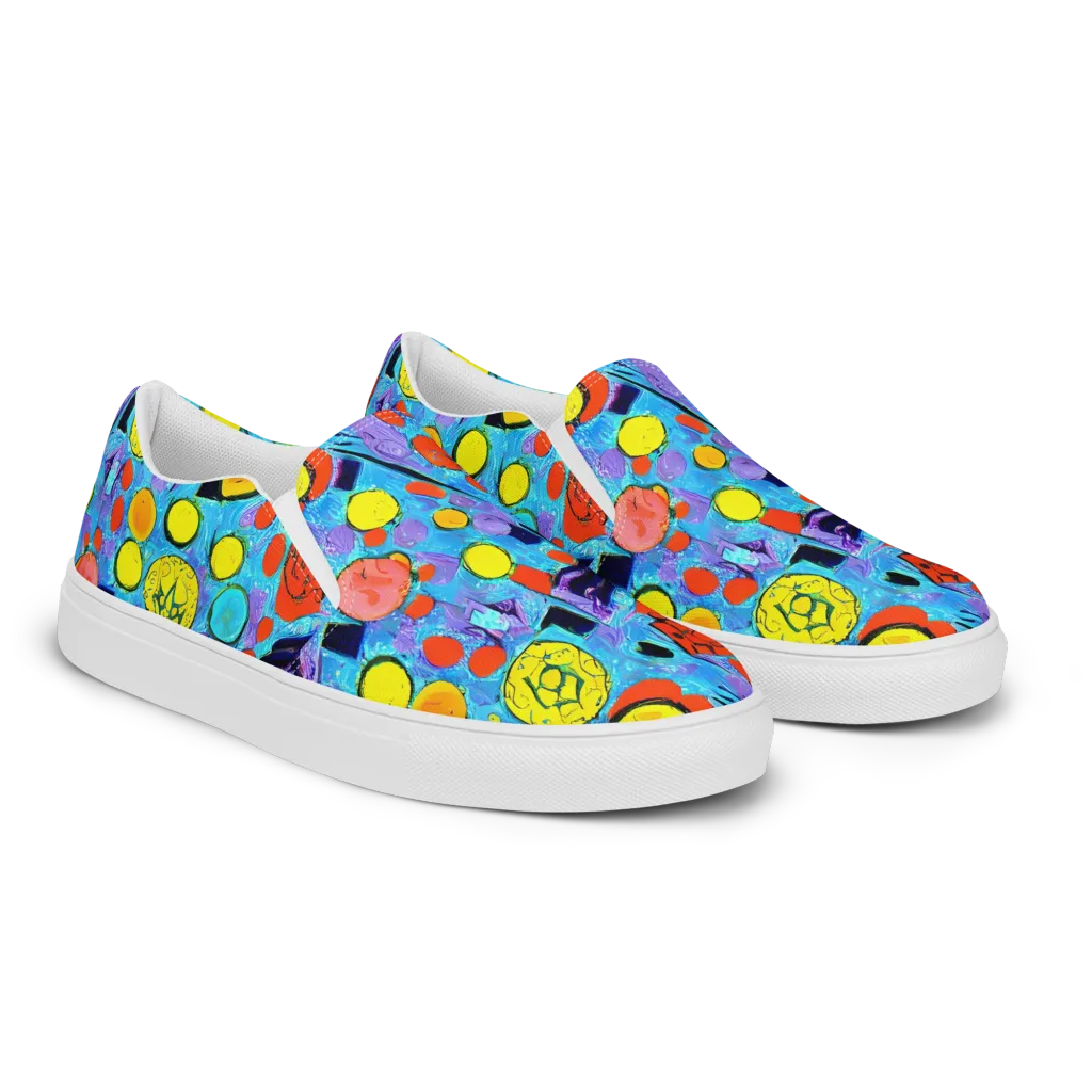 Cyan Carnival on Women's Slip-On Canvas Shoes — Right Front