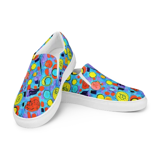 Cyan Carnival on a Women's Slip-On Canvas Shoes