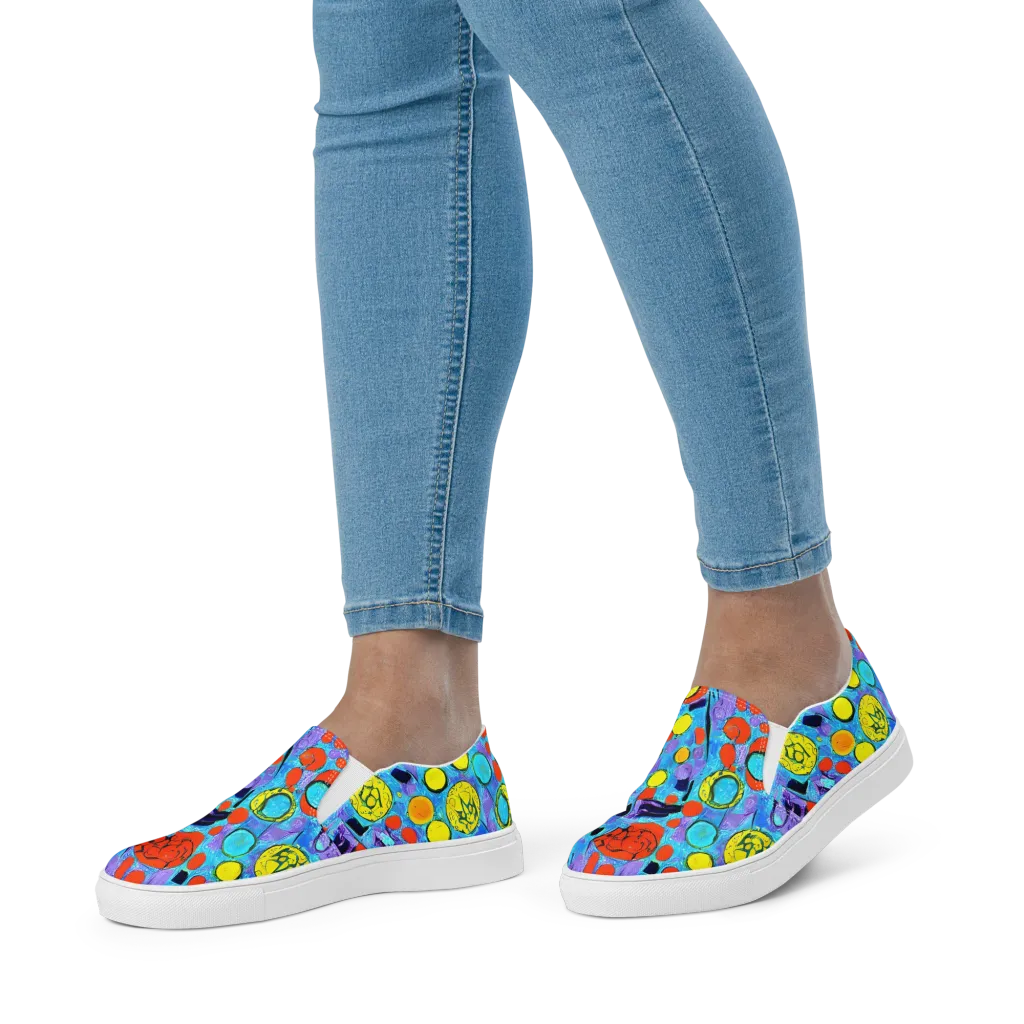 Cyan Carnival on Women's Slip-On Canvas Shoes — Front