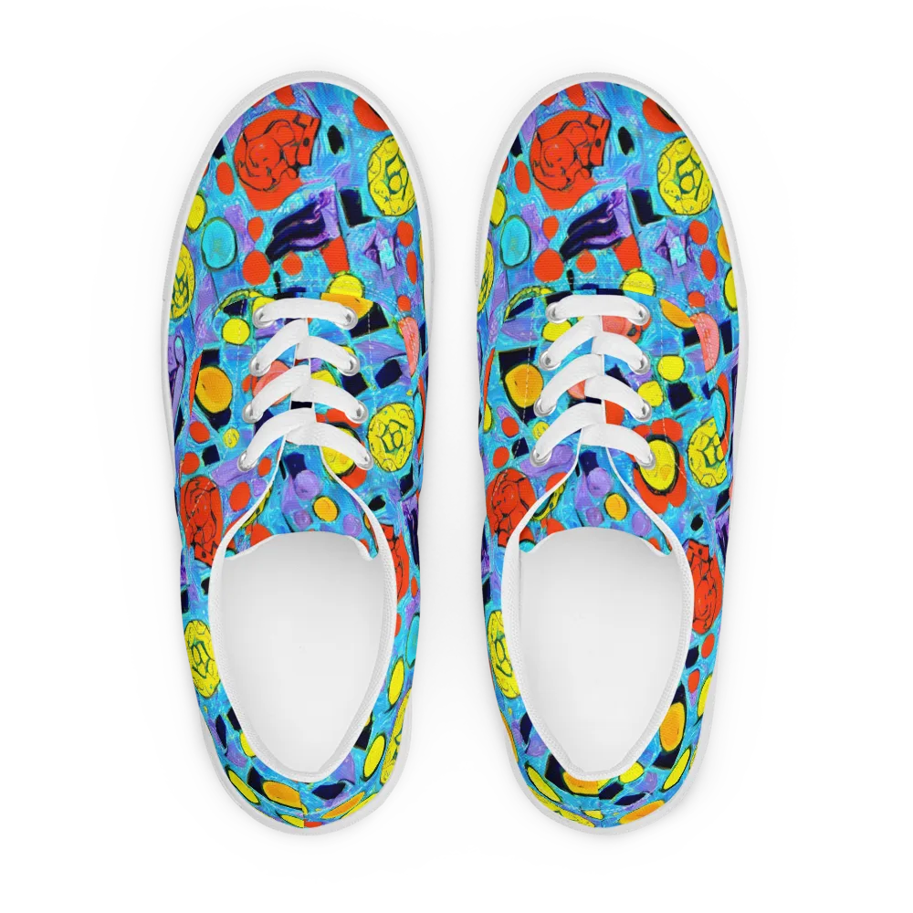 Cyan Carnival on Men's Lace-Up Canvas Shoes — Front