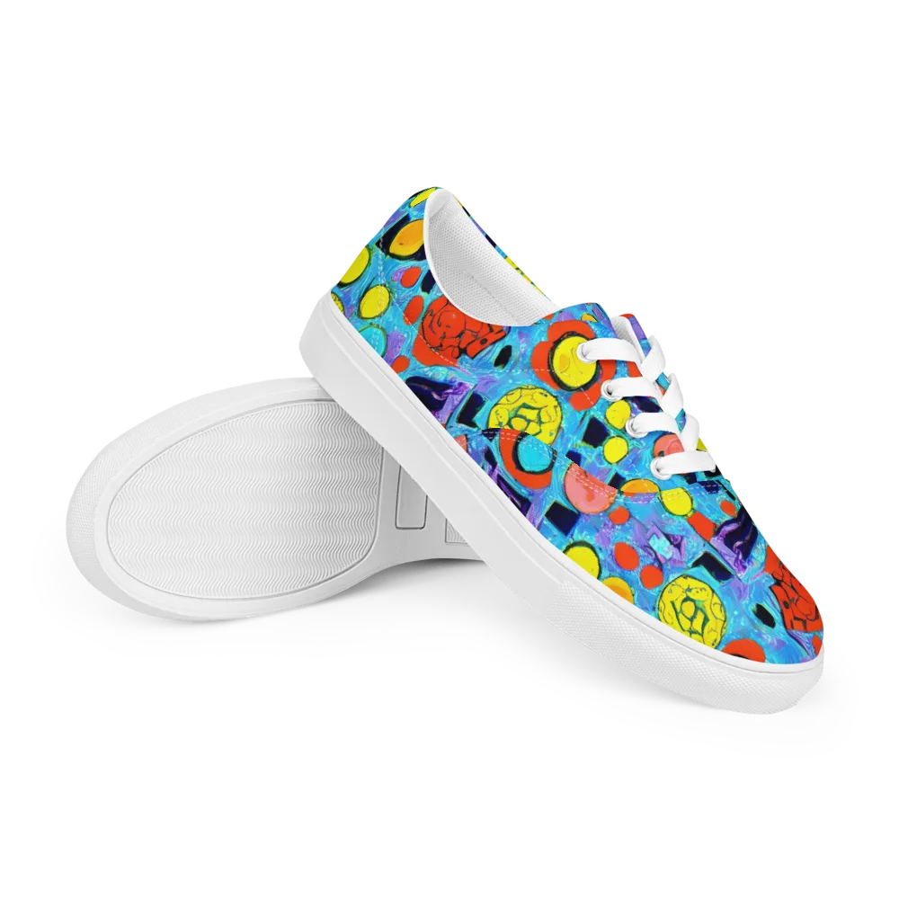 Cyan Carnival on Men's Lace-Up Canvas Shoes — Right Front