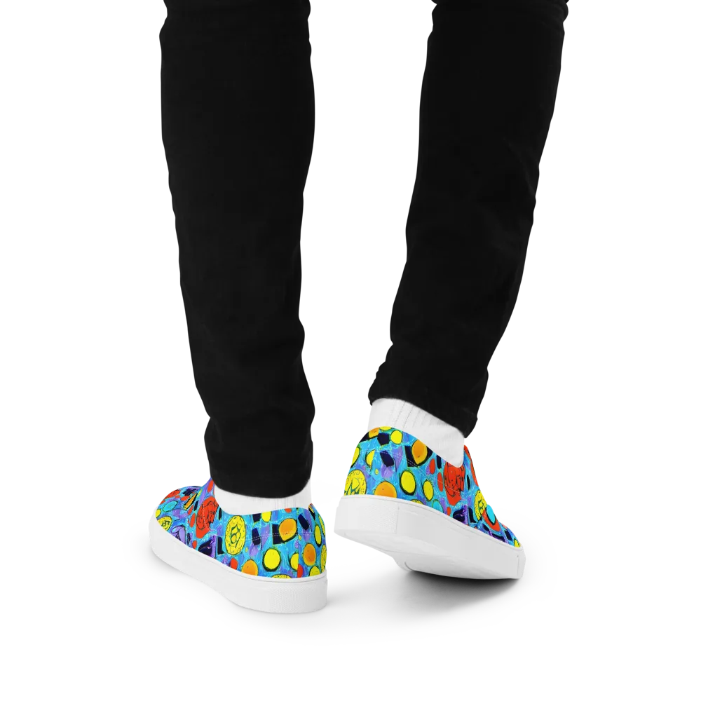 Cyan Carnival on Men's Lace-Up Canvas Shoes — Back