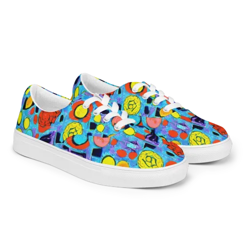 Cyan Carnival on a Men's Lace-Up Canvas Shoes