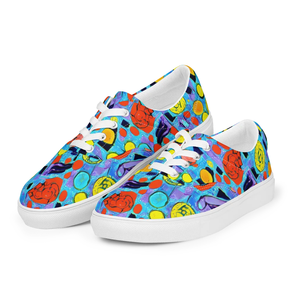 Cyan Carnival on Men's Lace-Up Canvas Shoes — Left Front