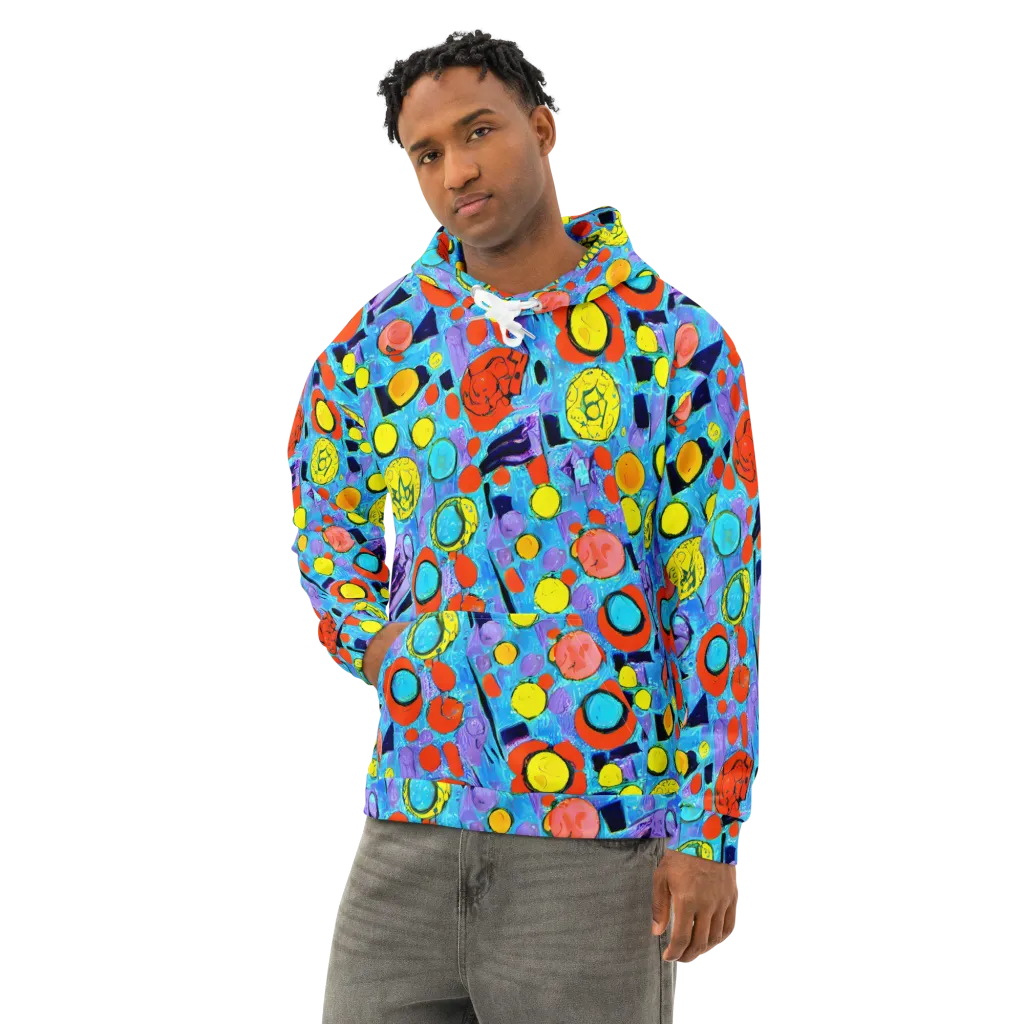 Cyan Carnival on Cotton Hoodie — Left Front