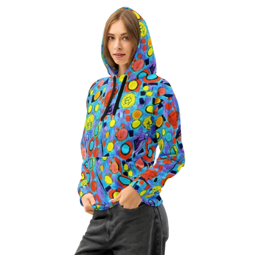 Cyan Carnival on a Cotton Hoodie