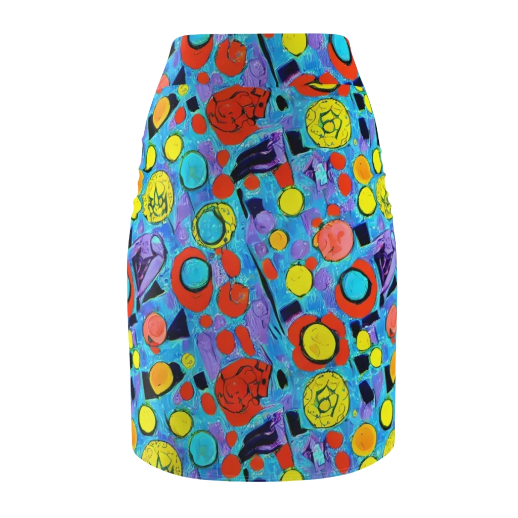 Cyan Carnival on Pencil Skirt — Back