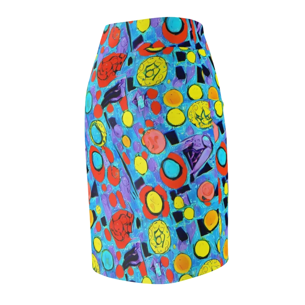Cyan Carnival on Pencil Skirt — Back Side
