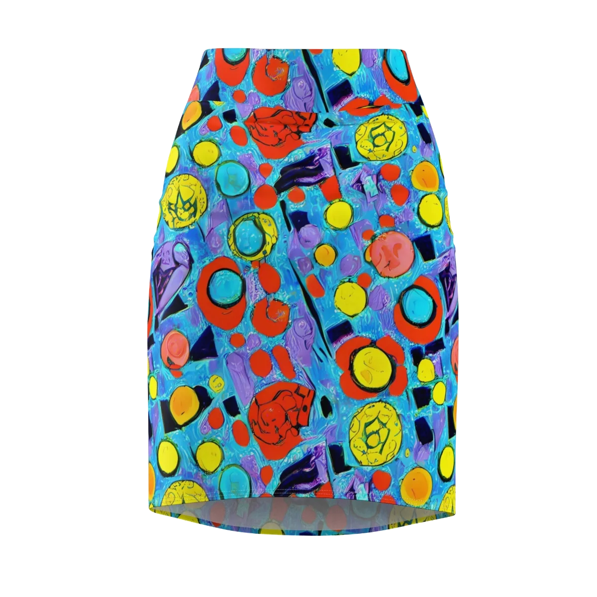 Cyan Carnival on Pencil Skirt — Front