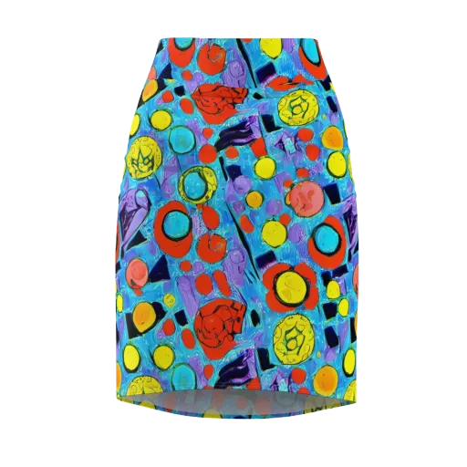Cyan Carnival on a Pencil Skirt