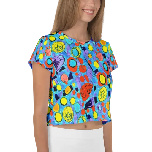 Cyan Carnival on a Crop Tee