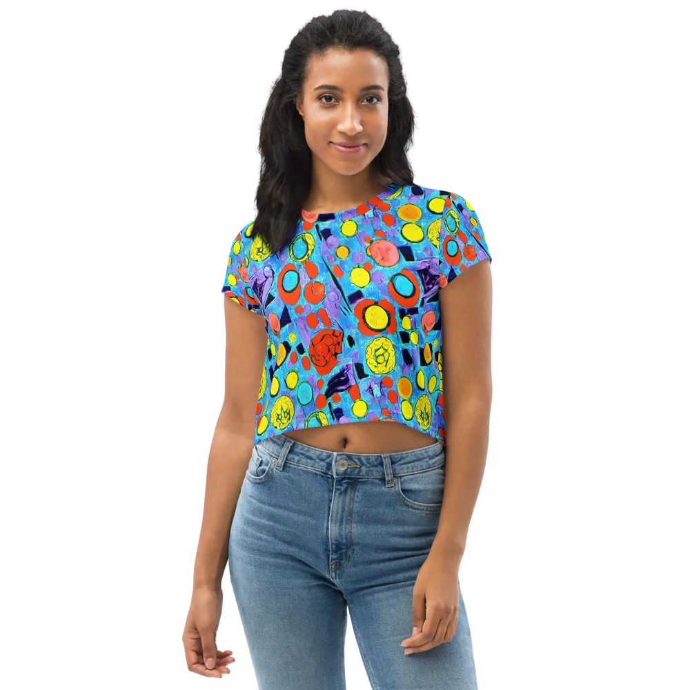 Cyan Carnival on Crop Tee — Front