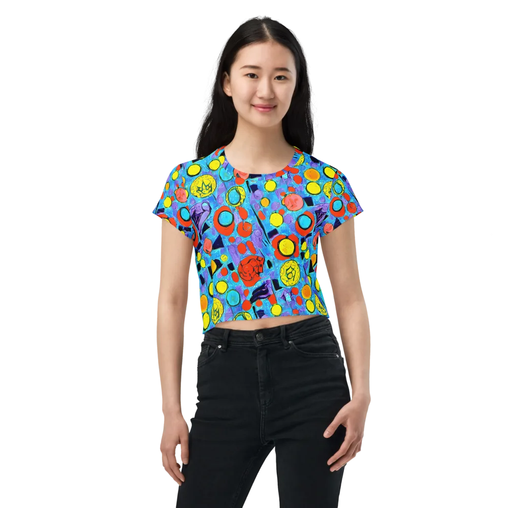 Cyan Carnival on Crop Tee — Front