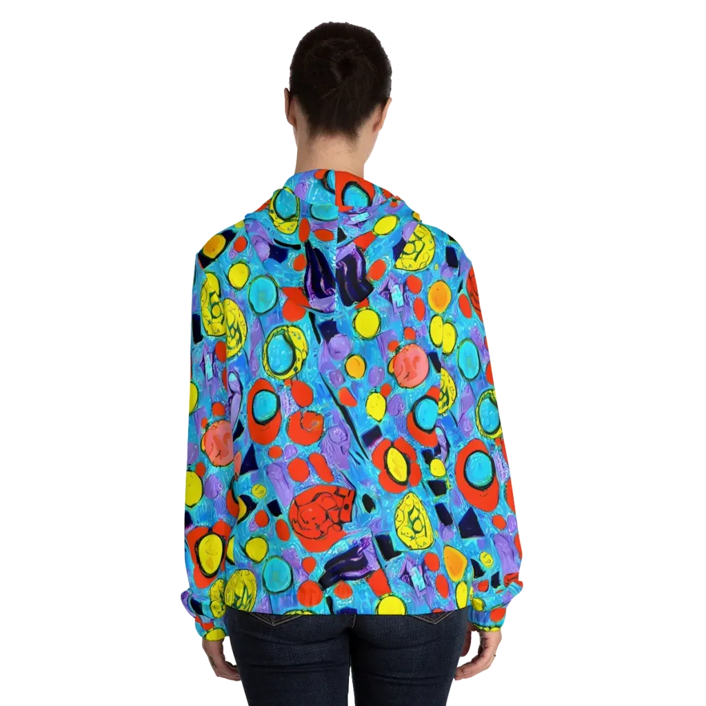 Cyan Carnival on Women's Full-Zip Hoodie — Back On Person