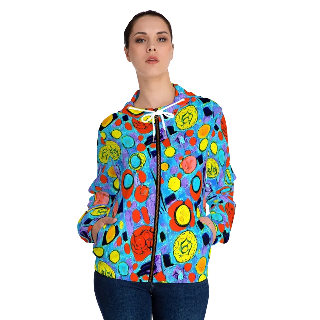 Cyan Carnival on Women's Full-Zip Hoodie — Front On Person