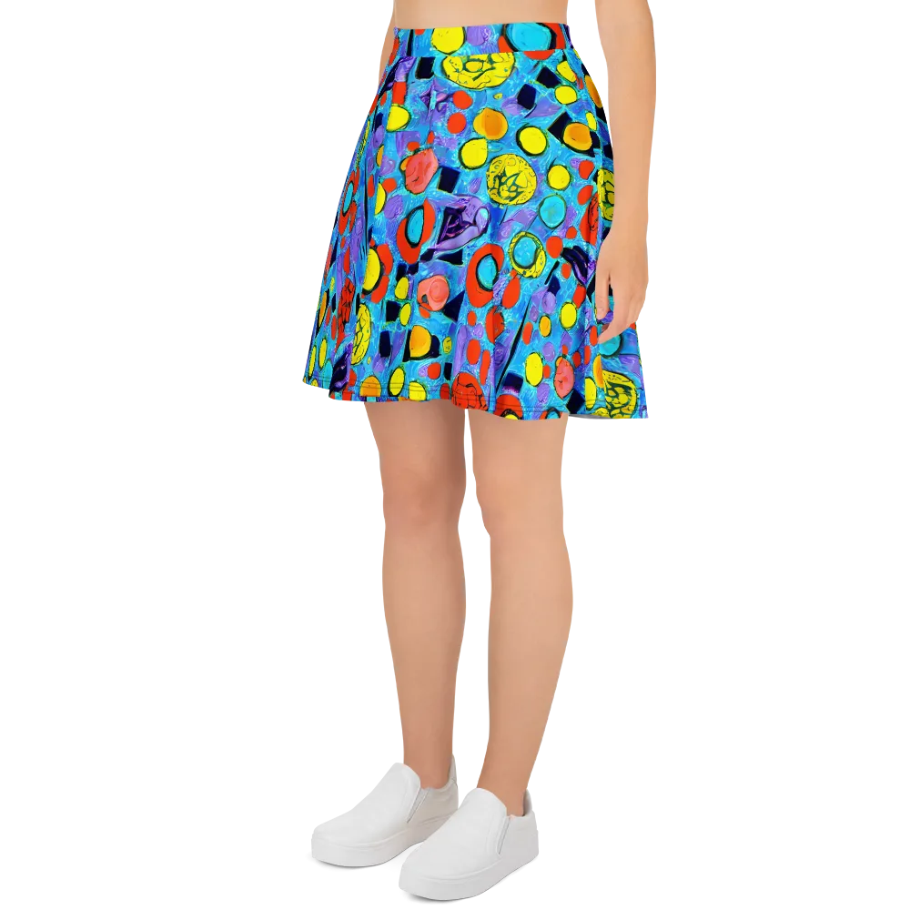 Cyan Carnival on Skater Skirt — Left