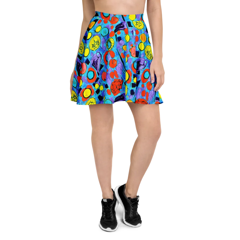 Cyan Carnival on Skater Skirt — Front