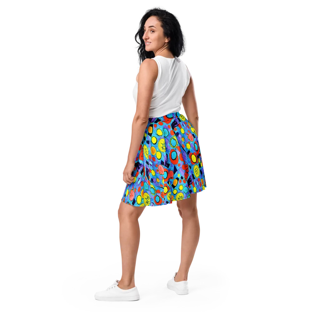 Cyan Carnival on Skater Skirt — Back