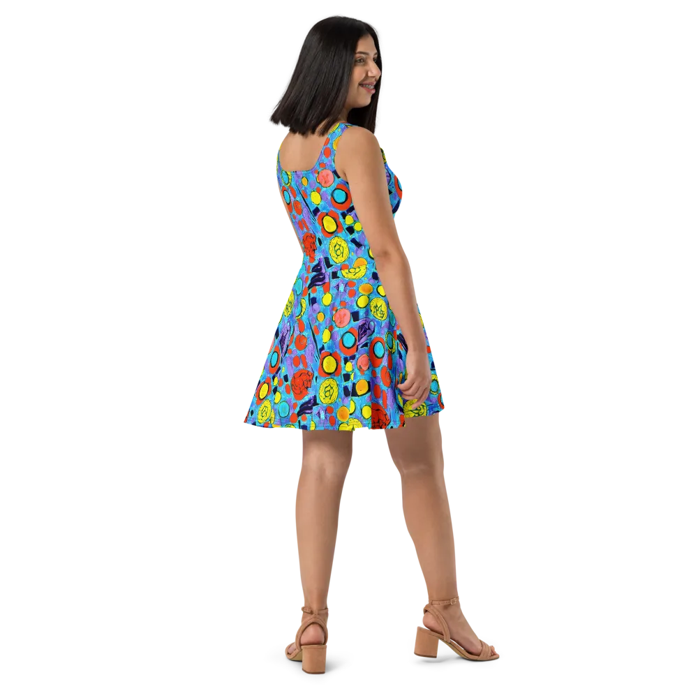 Cyan Carnival on Skater Dress — Right