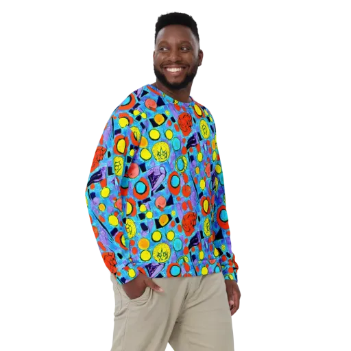 Cyan Carnival on a Sweatshirt