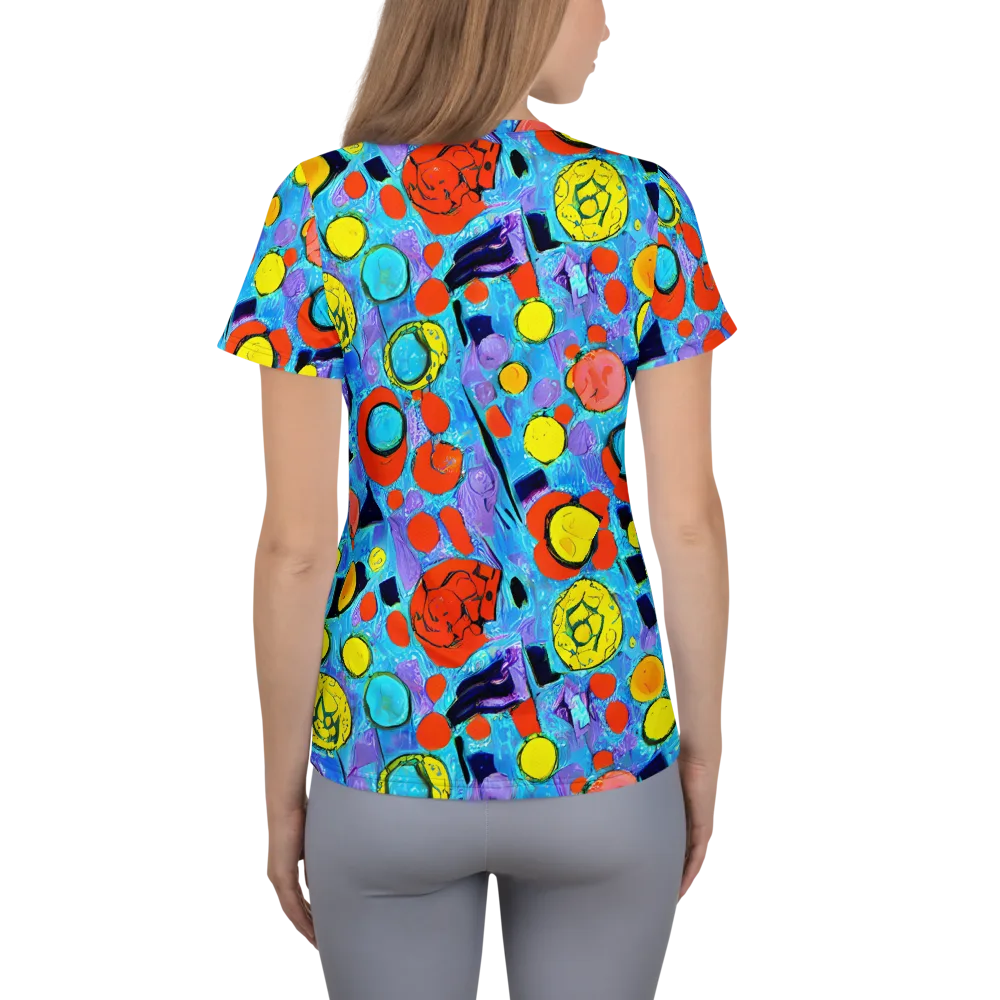 Cyan Carnival on Women's Athletic T-Shirt — Back