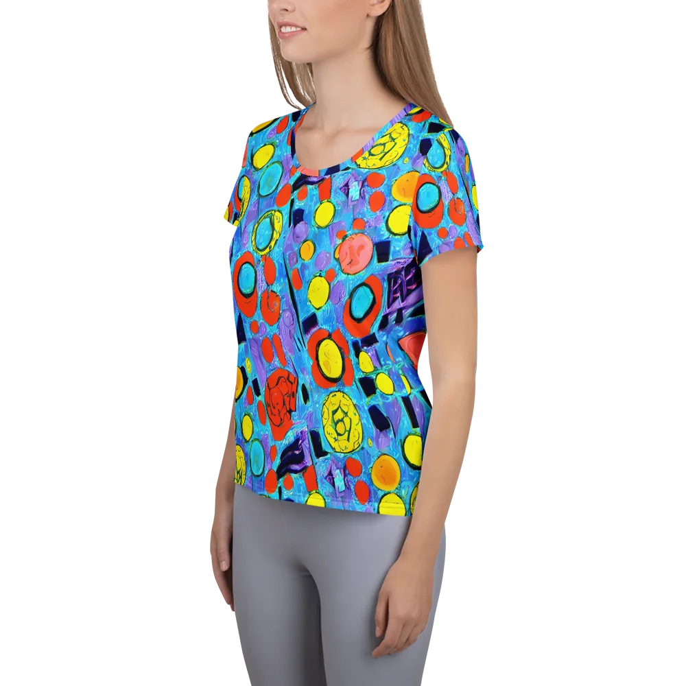 Cyan Carnival on Women's Athletic T-Shirt — Left