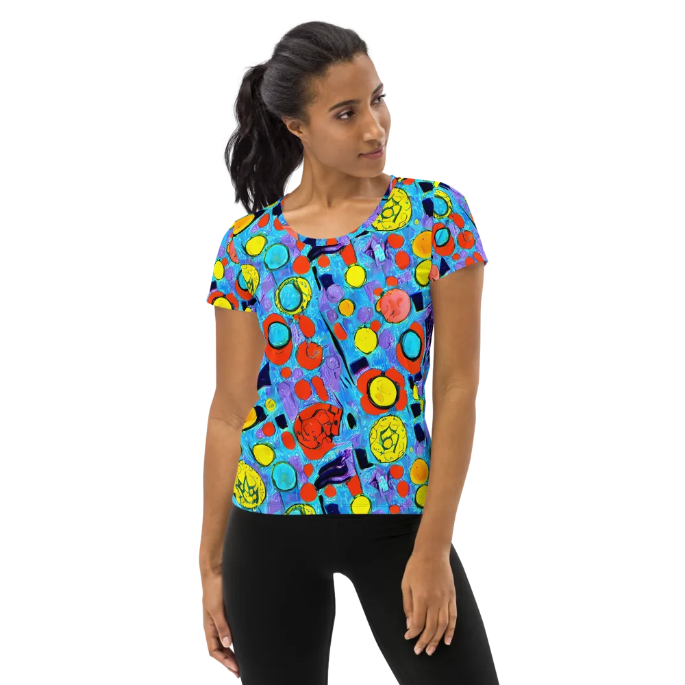 Cyan Carnival on Women's Athletic T-Shirt — Front