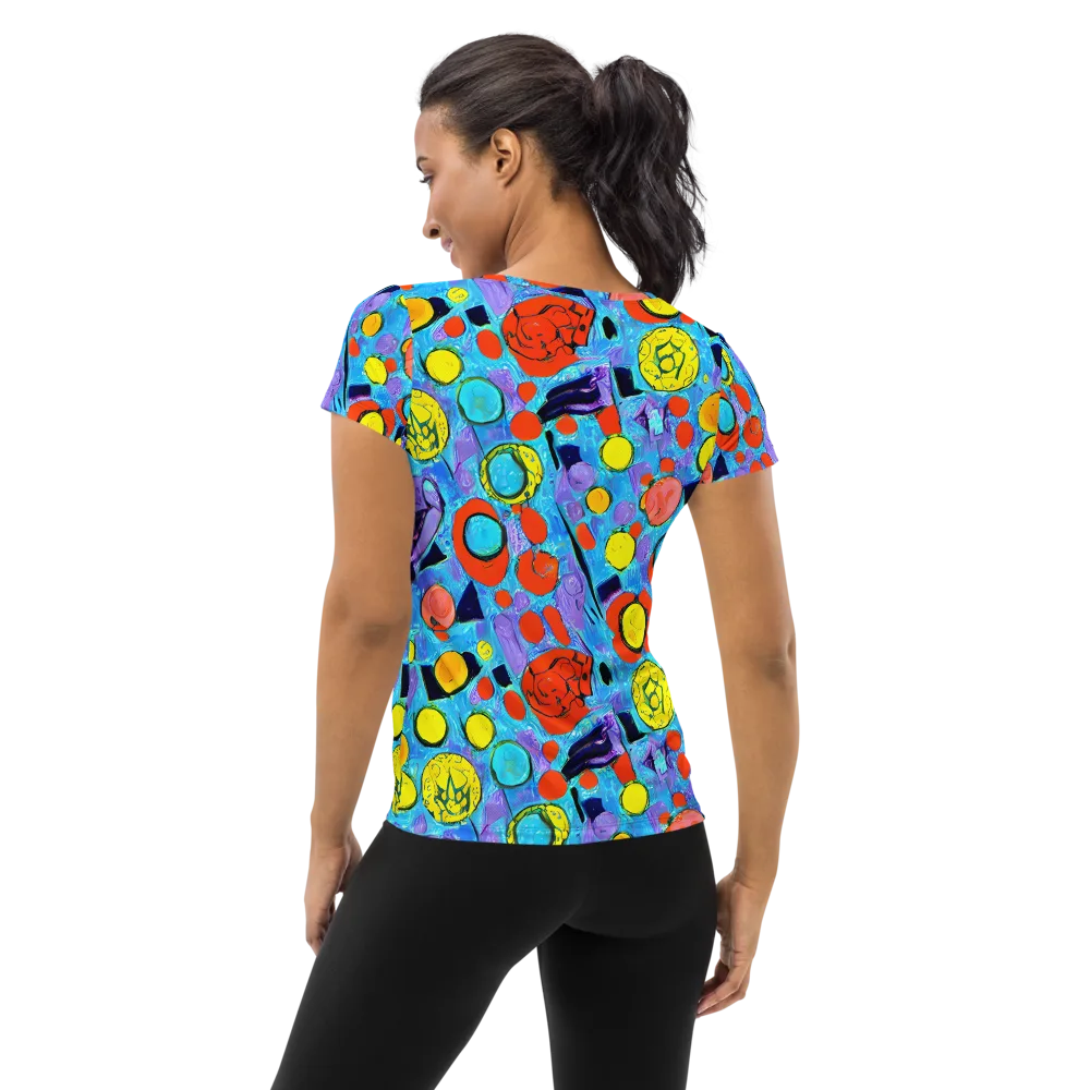 Cyan Carnival on Women's Athletic T-Shirt — Back