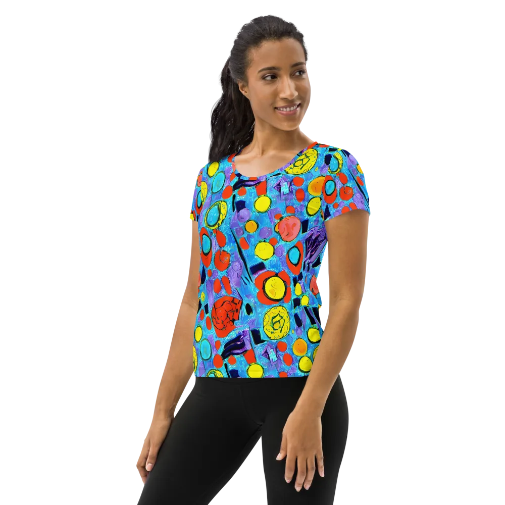 Cyan Carnival on Women's Athletic T-Shirt — Left