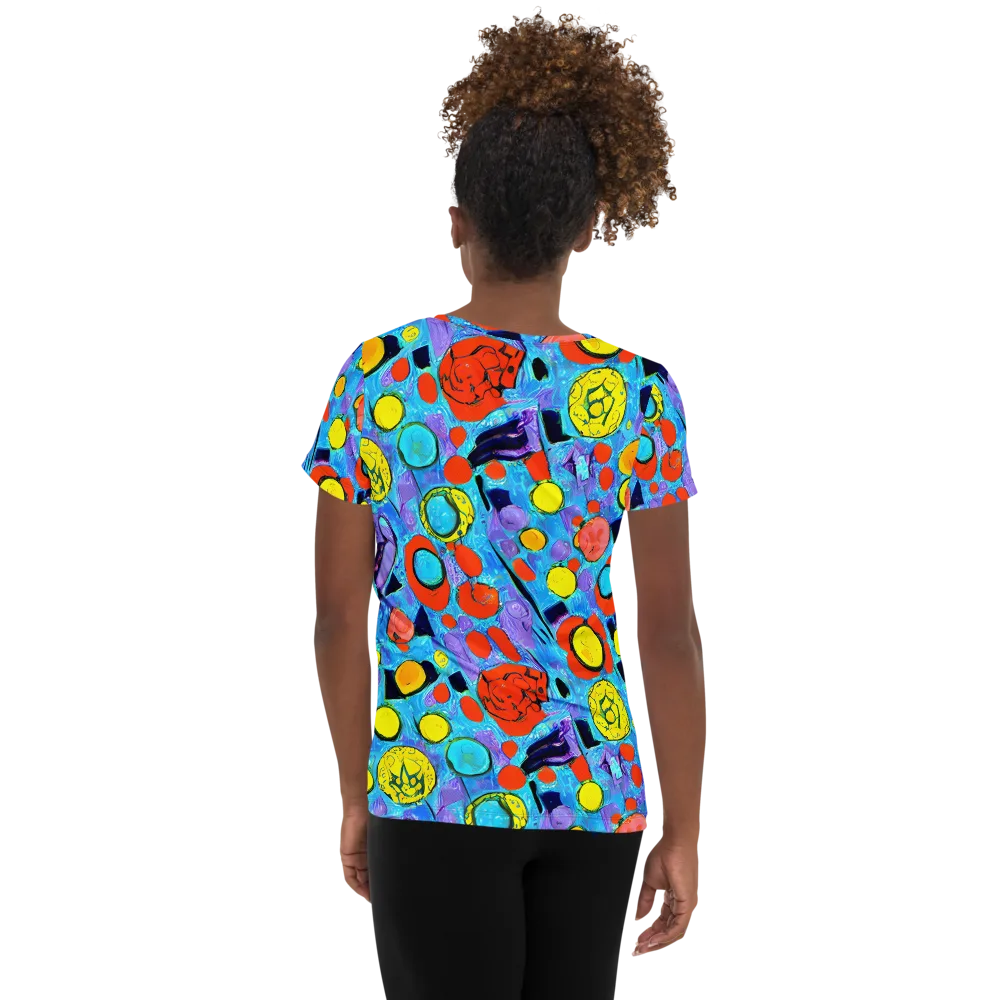 Cyan Carnival on Women's Athletic T-Shirt — Back