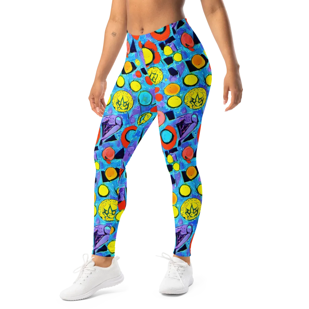 Cyan Carnival on Leggings — Left Front