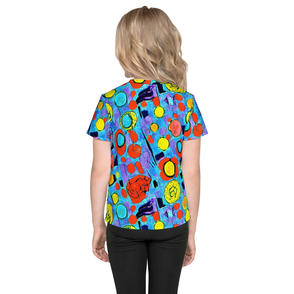 Cyan Carnival on Kids Crew Neck T-Shirt — Back
