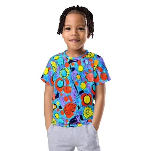 Cyan Carnival on a Kids Crew Neck T-Shirt