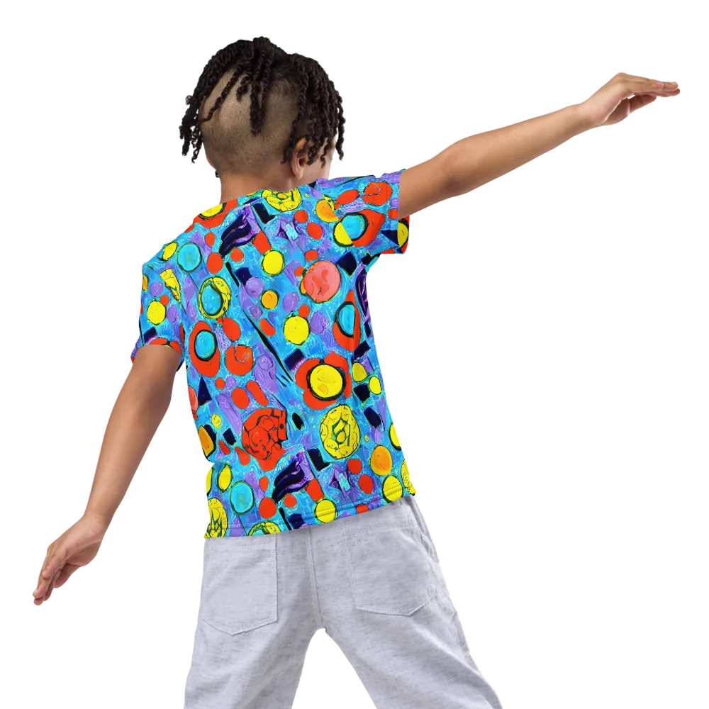Cyan Carnival on Kids Crew Neck T-Shirt — Back