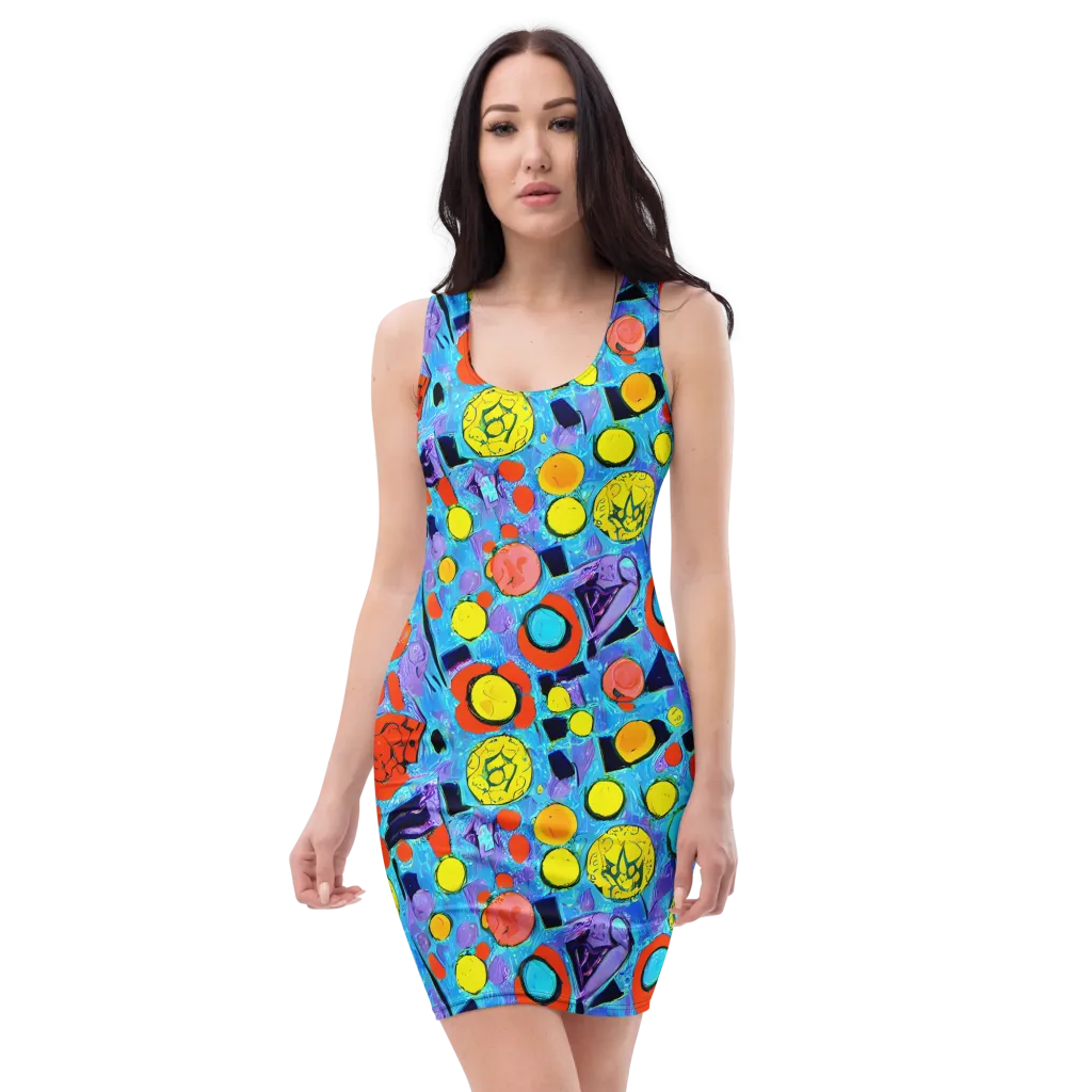 Cyan Carnival on Bodycon Dress — Front