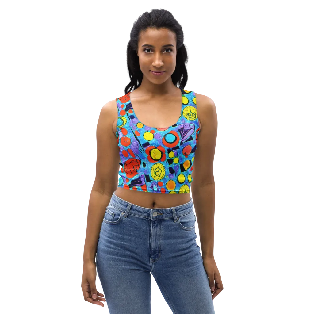 Cyan Carnival on Crop Top — Front