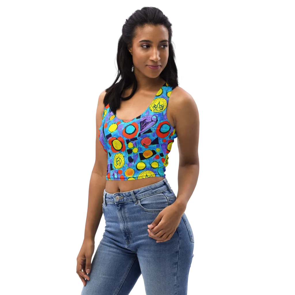 Cyan Carnival on Crop Top — Left Front
