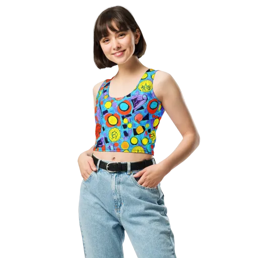 Cyan Carnival on a Crop Top