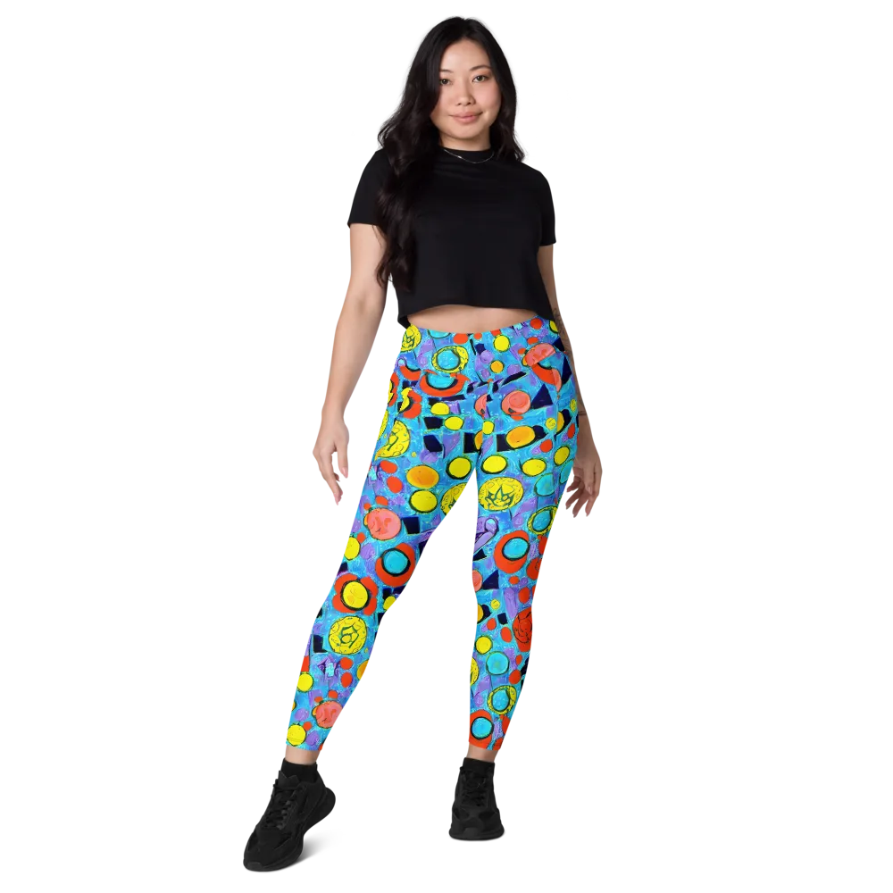 Cyan Carnival on Leggings with Pockets — Front
