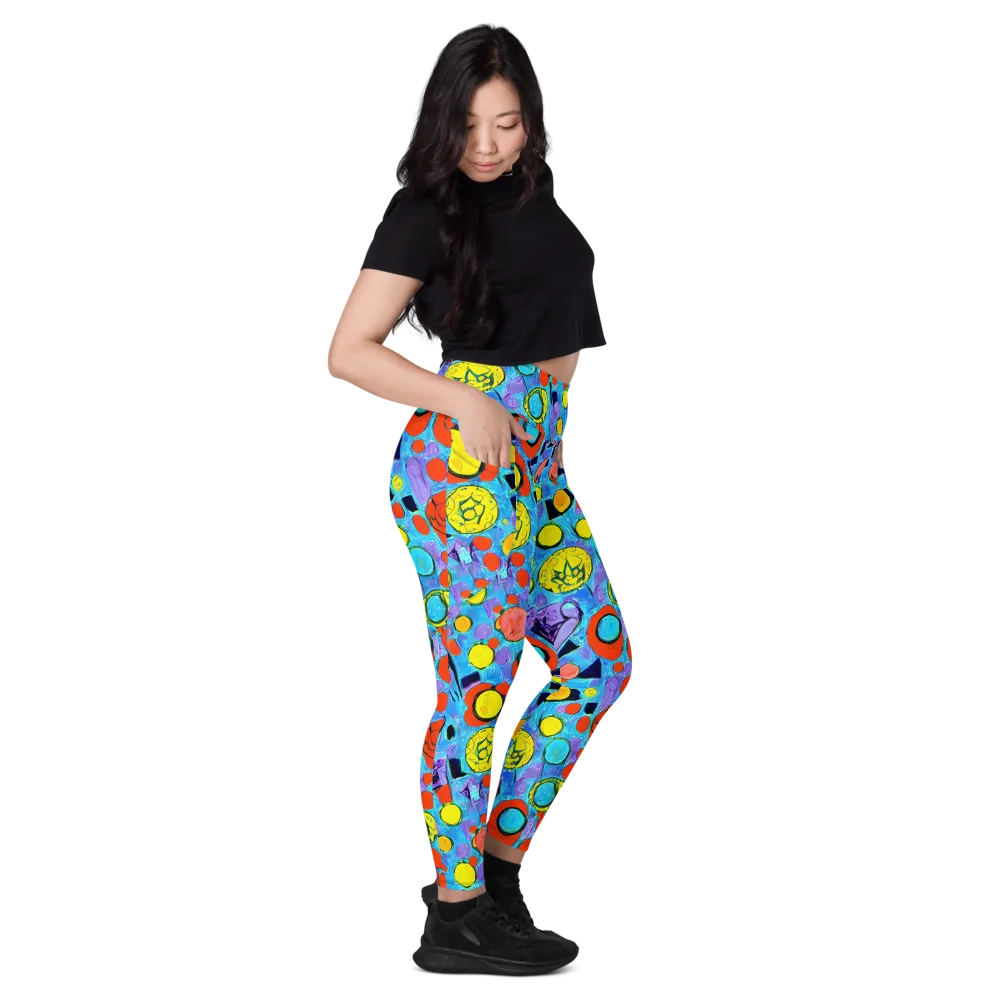 Cyan Carnival on Leggings with Pockets — Right