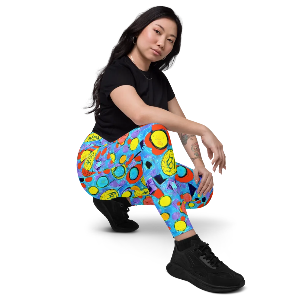 Cyan Carnival on Leggings with Pockets — Right Front