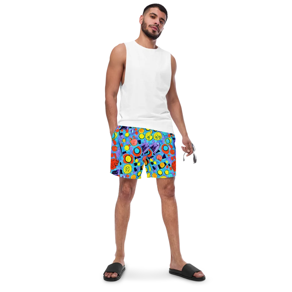 Cyan Carnival on Swim Trunks — Front