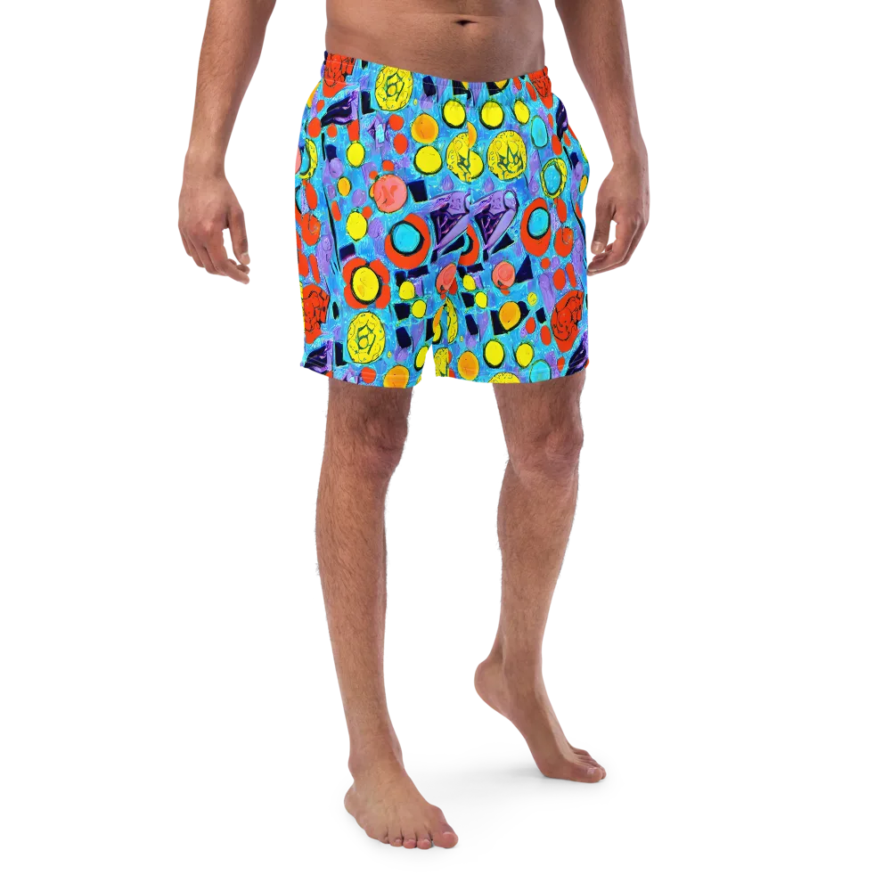 Cyan Carnival on Swim Trunks — Front