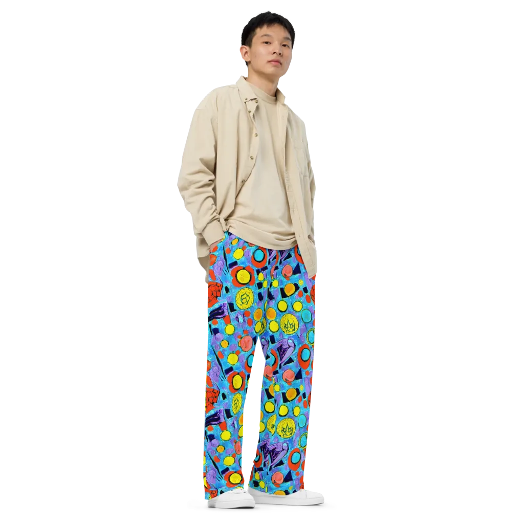 Cyan Carnival on Wide-Leg Pants — Right Front