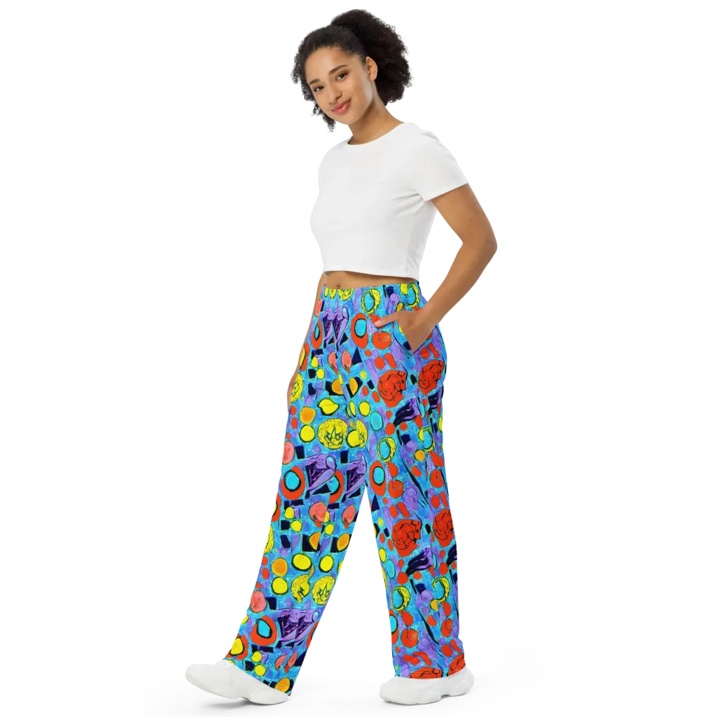 Cyan Carnival on Wide-Leg Pants — Left Front