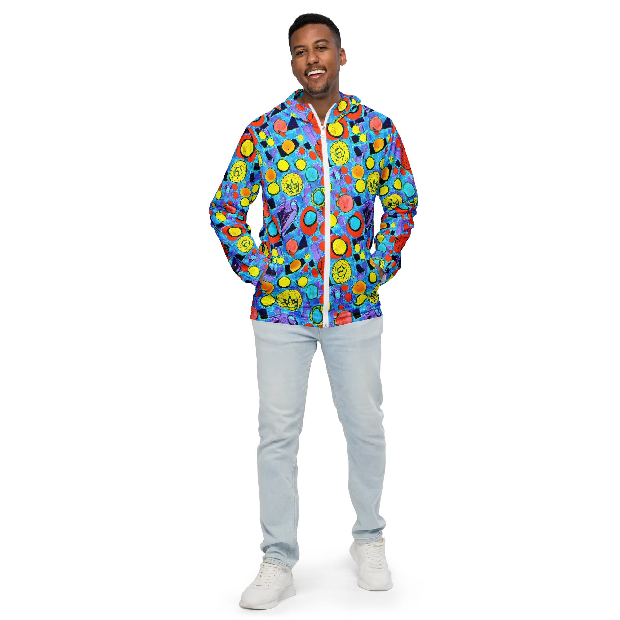 Cyan Carnival on Men's Windbreaker — Front