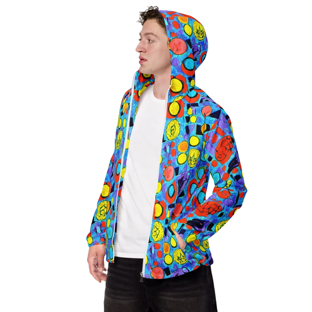 Cyan Carnival on Men's Windbreaker — Left Front